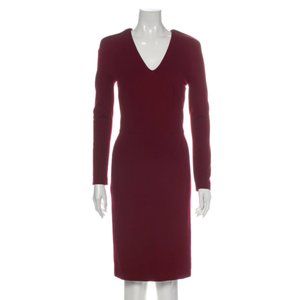 STELLA MCCARTNEY Burgundy V-Neck Knee-Length Dress Size: XS